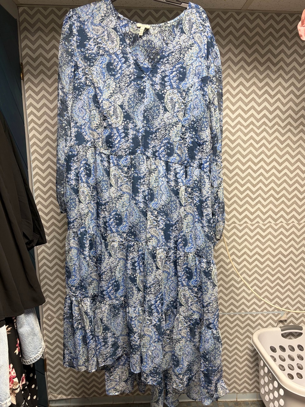 Beautiful Blue Paisley Tiered Maxi Dress